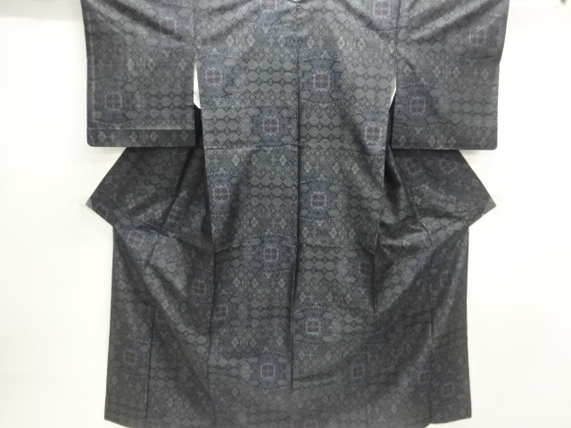 JAPANESE KIMONO / DORO OSHIMA TSUMUGI / WOVEN FLOWER CLASSICAL PATTERN